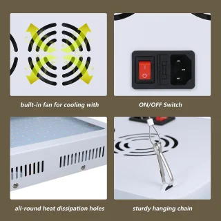 1000 W pilno spektro LED augalų auginimo lempa, 2 vnt. šiltnamių sodininkystei ir hidroponikai, LED lempa augalams, augalų lempa, augalų auginimo šviestuvas, LED šviestuvas augalams 4
