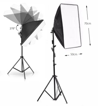 Softbox 235 cm, 4 lemputės, 45 W 5500K, softbox apšvietimo komplektas, šviesdėžė, šviesos dėžė, apšvietimo rinkinys su softbox 4