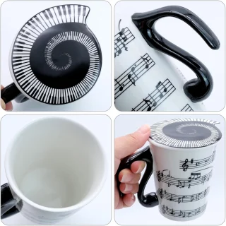 Puodelis su natos piešiniu, 270 ml, keraminis kavos puodelis, arbatos puodelis, muzikinių natų puodelis, keraminis puodelis su natomis 4