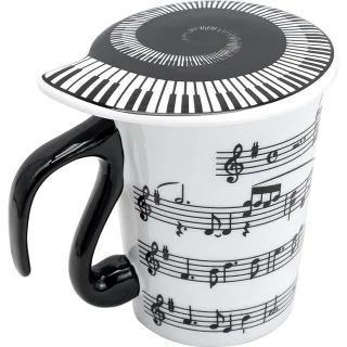 Puodelis su natos piešiniu, 270 ml, keraminis kavos puodelis, arbatos puodelis, muzikinių natų puodelis, keraminis puodelis su natomis