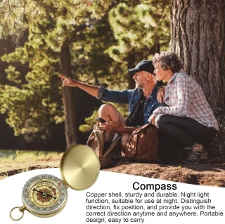 Šviečiantis metalinis kompasas su dangteliu, piratų kompasas, kelioninis navigacinis kompasas, auksinis kompasas su šviečiančiu ciferblatu, kompasas su dangteliu, kišeninis kompasas 4