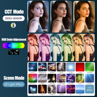 RGB LED kamera šviesa, 50W, RGB lempa kamerai, RGB šviestuvas, įkraunama baterija, RGB apšvietimas kamerai, spalvotas RGB šviestuvas, RGB lempa su baterija 2