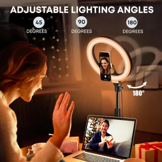 LED žiedinė lempa su trikoju stovu, 242 cm telefono laikiklio žiedinė lempa, žiedinė šviesa, žiedinė lempa telefonui, LED žiedas su stovu 3