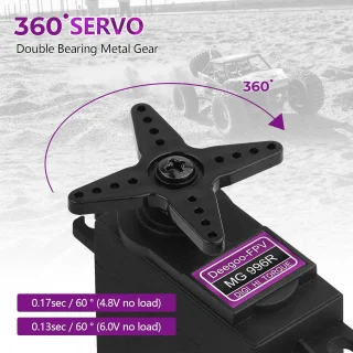 360° sukimosi metalinių krumpliaračių servomechanizmas MG996R, metalinis servo variklis, 360 laipsnių servo, MG996R servo, metalinių pavarų servo, sukimosi servomechanizmas 2
