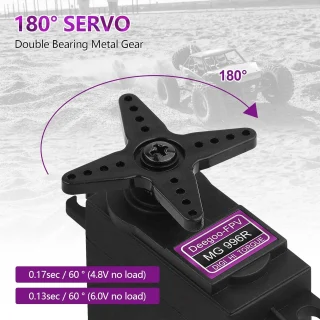 180° pasukamas metalinių krumpliaračių servovariklis MG996R, metalinis servo variklis RC modeliams, 180° metalinių krumpliaračių servo RC modeliams 2