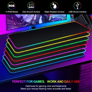Pelės kilimėlis RGB, 80x30 cm, LED žaidimų pelės kilimėlis, pelės padėkliukas RGB, RGB pelės kilimėlis, LED pelės kilimėlis 3