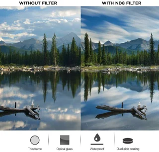 67mm ND8 filtras, neutraliojo tankio filtras ND8, 3 žingsnių ND filtras, 3 stopų ND8 filtras, ND8 šviesos slopinimo filtras 3