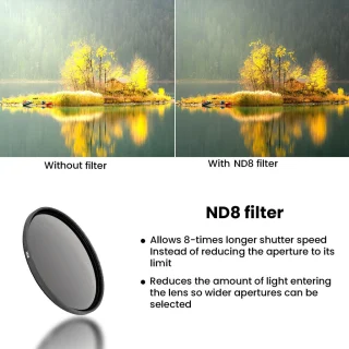 77mm ND8 filtras, neutralaus tankio filtras ND8, 3 žingsnių ND filtras, ND8 neutralaus tankio filtras, 3 stopų neutralaus tankio filtras 5