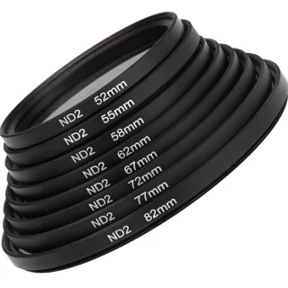 55mm ND2 filtras, neutralios densitacijos filtras ND2, 1 žingsnio ND filtras, 55mm pilkasis filtras, 55mm neutraliojo tankio filtras, 55mm ND2 šviesos slopinimo filtras
