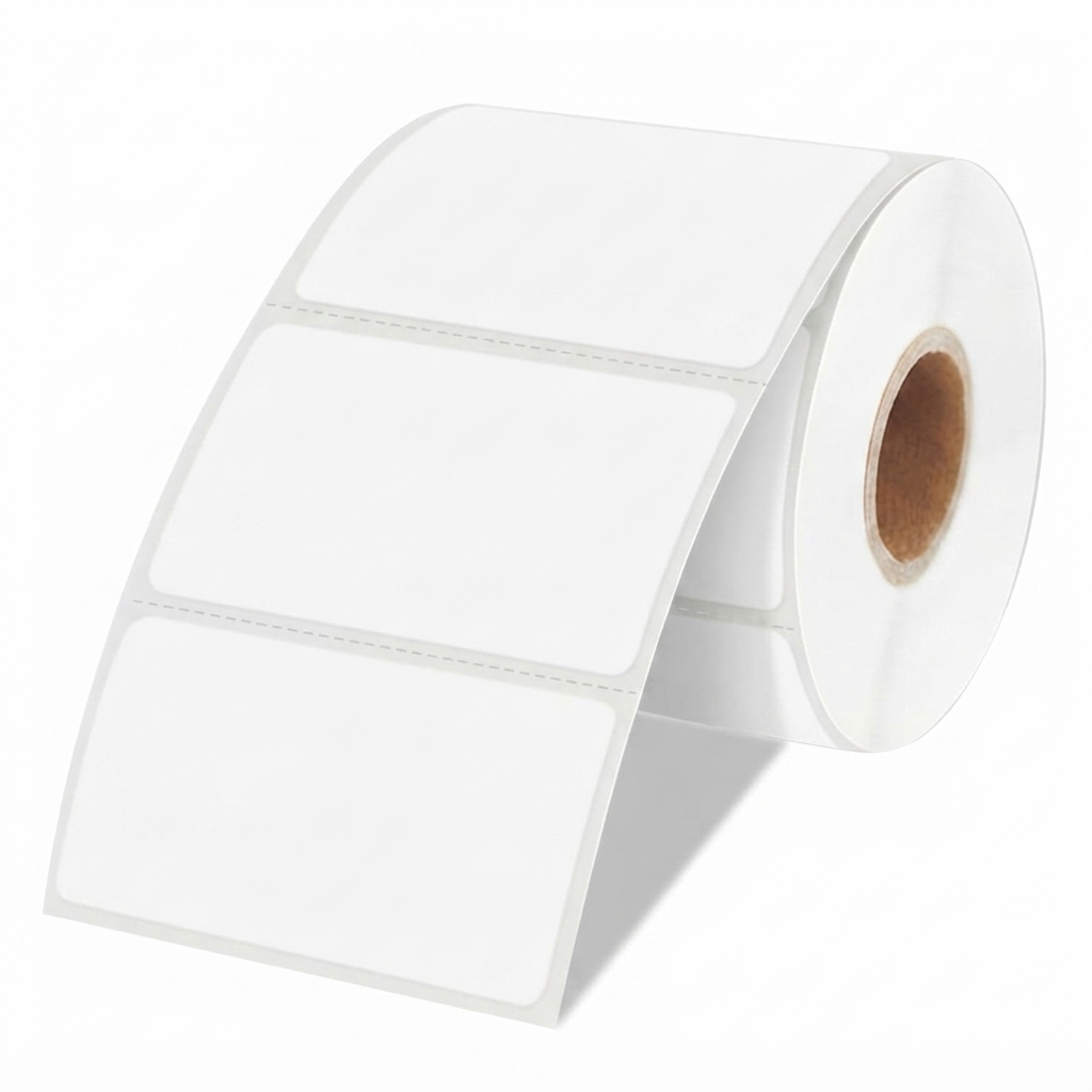 Termokleebised 40x30 mm, 800 tk, valged termolipikud rullis, sobivad termoprinteri jaoks, termopaberist sildid, termoprinteri kleebised