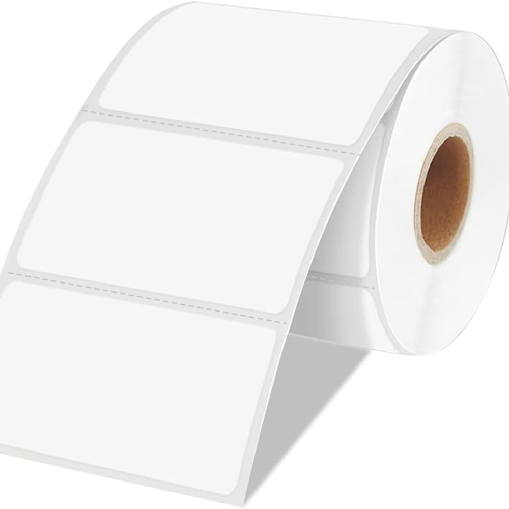Termokleebised 60x40 mm, 800 valget kleeppaberist silti rullis, termopaberi rull termoprinterile, termokleebise sildid, termopaberi sildid