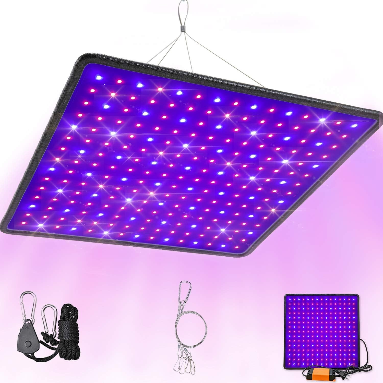 LED taimelamp täisspektriga, valguspaneel 225 punast-sinist LED-i, hüdropoonikaks, 295x300 mm, taimede kasvuvalgusti, taimede kasvupaneel