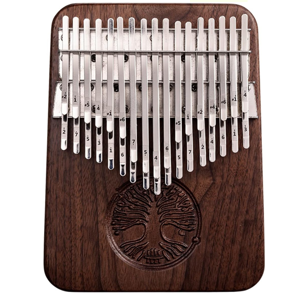 Kalimba 34 klahviga, A- ja C-helistikuga, eebenipuidust korpusega, häälestushaamritega komplekt, mbira, sõrmpiano