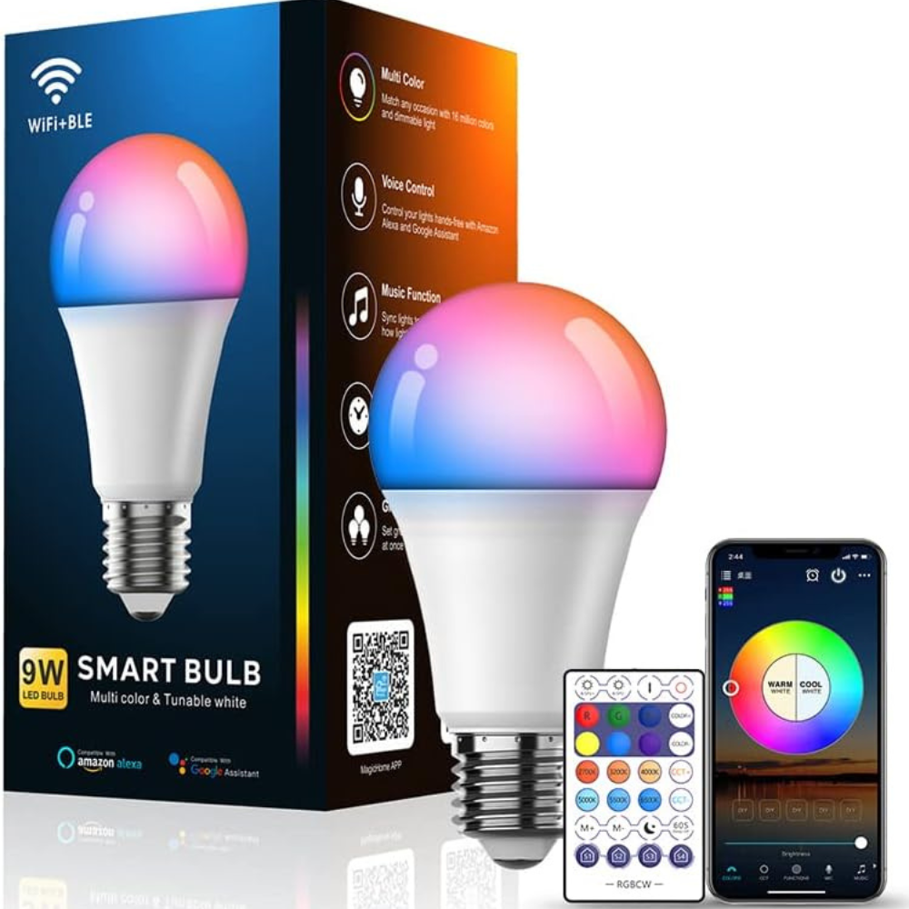 Targa RGB LED-lamp E27 10W koos kaugjuhtimispuldiga, nutipirn, värvimuutev LED-pirn