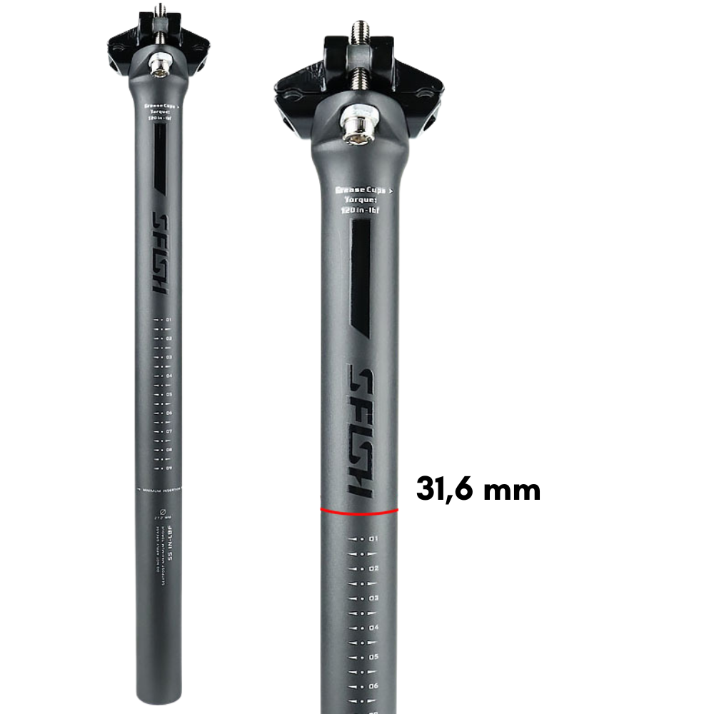 Jalgratta sadulapost 31,6 mm x 350 mm, süsinikkiust, ümmarguste ja ovaalsete siinidega ühilduv, sadulaposti toru, süsinikust sadulapost