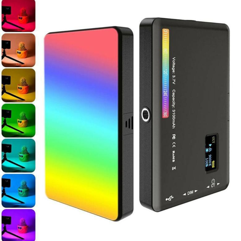 RGB LED kaameravalgusti, 50W, RGB lamp kaamerale, taaslaetava akuga, RGB valguspaneel, fotovalgus