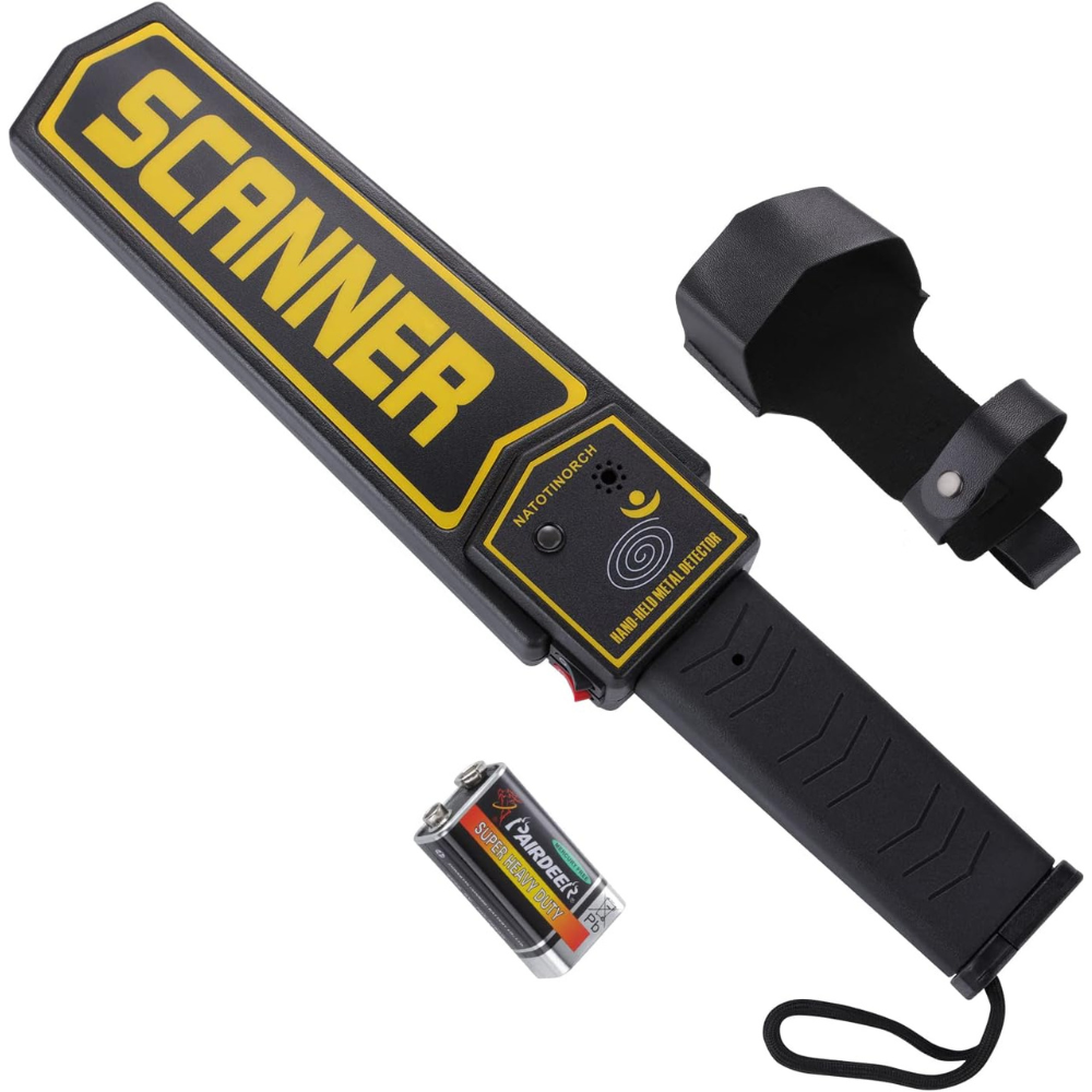 Käsidetektor metallile, must käsiskänner turvakontrolliks, turvaotsingu metallidetektor, käsitsi metalliskanner