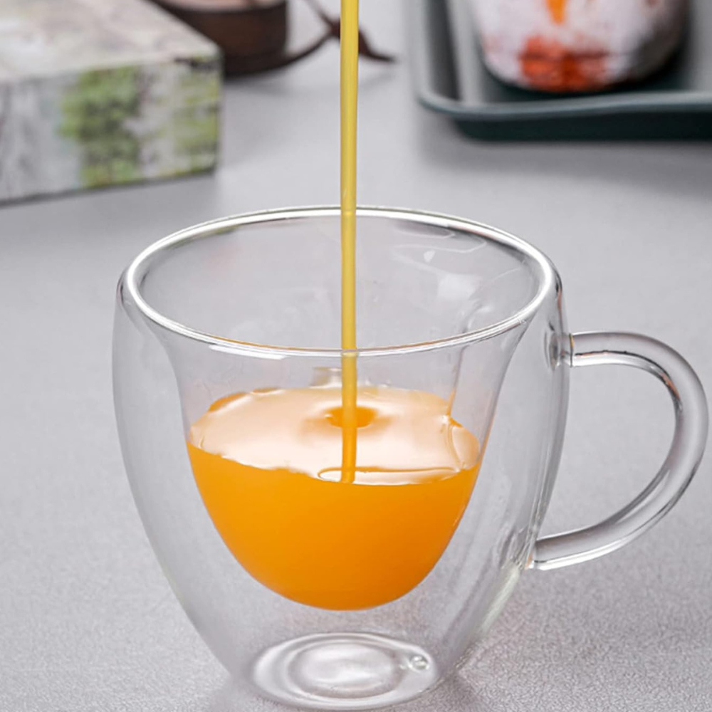 Südamekujuline tass, 240 ml, komplekt 2 tk, südamekujulised klaastassid, südamega joogitassid