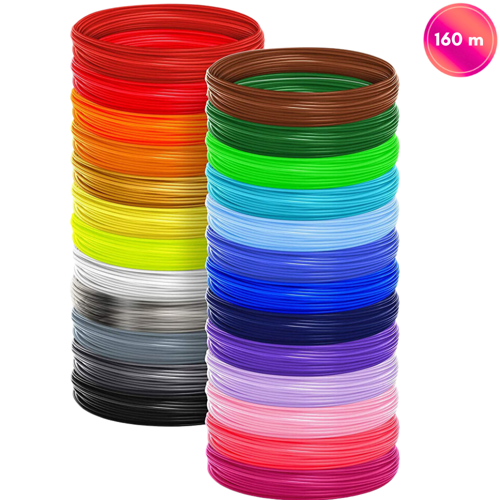 PLA helendav plastmass 3D-pliiatsile, 160 m, sõrmekaitsmega, FantasyHome, 3D-pliiatsi PLA täitepulk, 3D-pliiatsi plastmassniit
