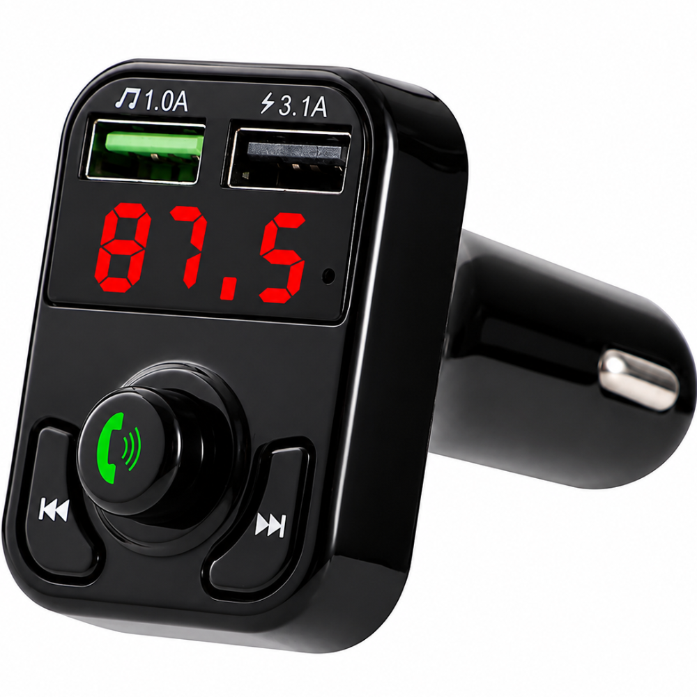 Bluetooth FM saatja autosse, auto FM saatja adapter Bluetooth-helile, Bluetoothiga autohelisüsteemi adapter, auto Bluetooth FM-raadiosaatja