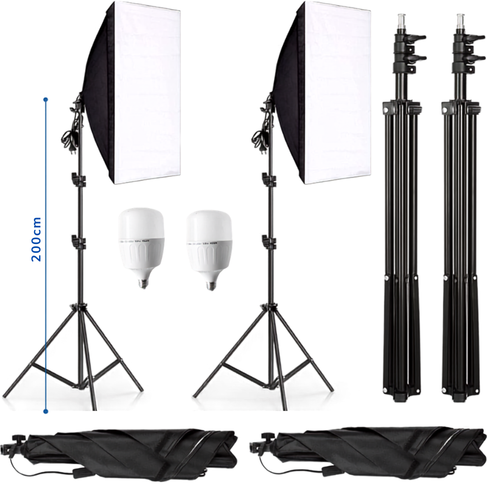 Fotostuudio softbox valgustikomplekt 235 cm, 2 komplekti, fotostuudio valguskomplekt, stuudiovalgustuse softbox komplekt