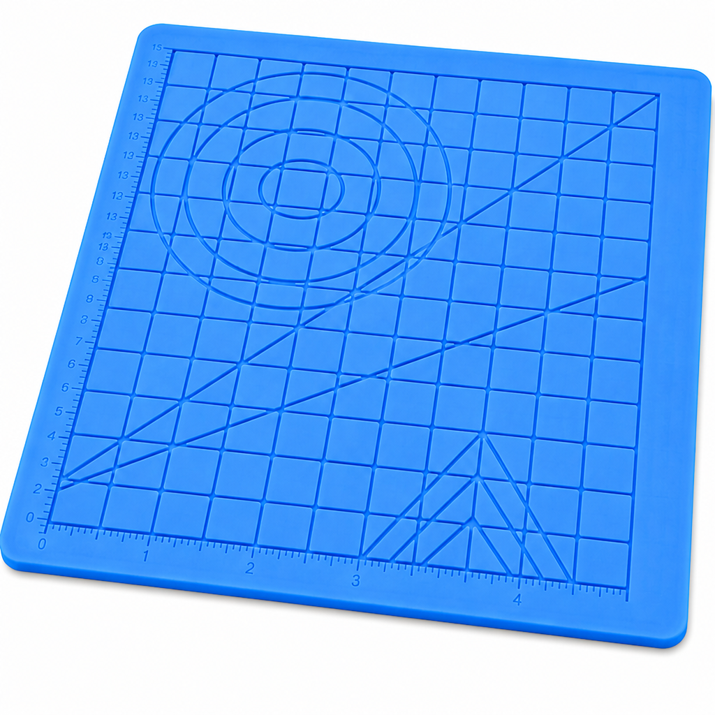 3D-pliiatsi matt 177×177 mm, sinine, kuumakindel silikoonmatt koos 2 sõrmekaitsmega, 3D pastapliiatsi alusmatt, 3D pliiatsi tööalus