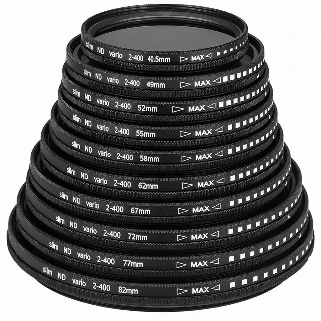 77 mm kintamas ND filtras, ND2–400 reguliuojamas objektyvo filtras, reguliuojamas neutralios densitės filtras, kintamo tankio ND filtras