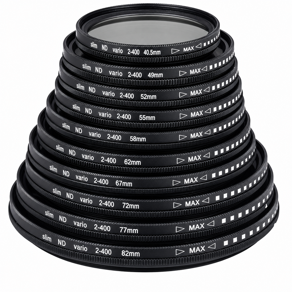 Kintamo tankio ND filtras 58 mm, ND2–400 reguliuojamas objektyvo filtras, reguliuojamas neutralios pilkos spalvos filtras, kintamo tankio pilkasis filtras