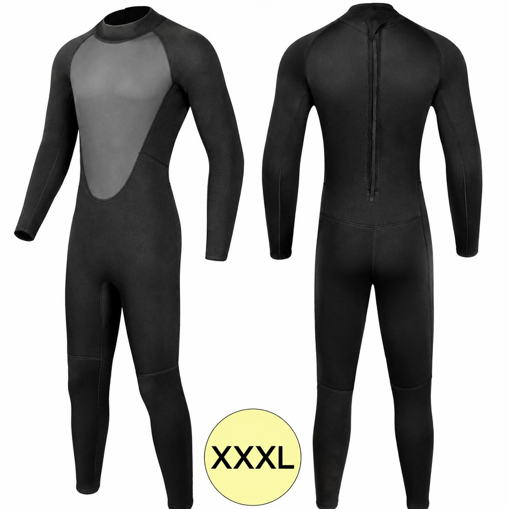Hidrotērps niršanai un sērfošanai, pilna auguma melns wetsuits, XXXL izmērs 80–90 kg, niršanas tērps, sērfošanas hidrotērps