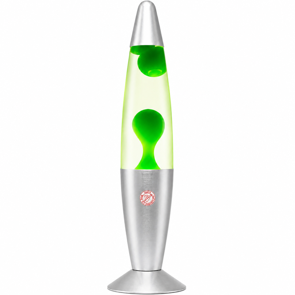 Lavas lampa 360 mm ar zaļu vasku, dekoratīvā lavas lampa, zaļā lavas galda lampa