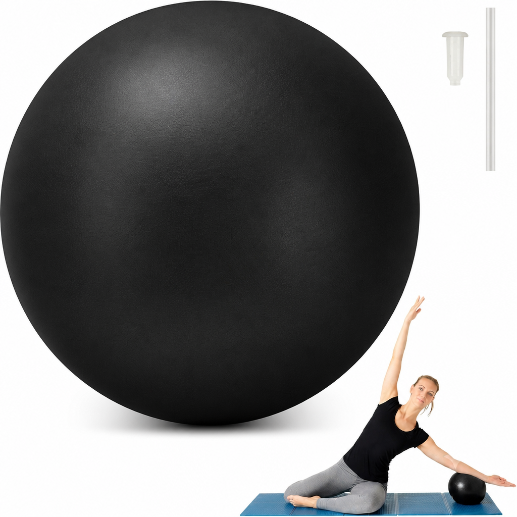 Pilates bumba 23 cm melna, mini pilates bumba fitnesam, vingrošanas bumba pilates treniņiem