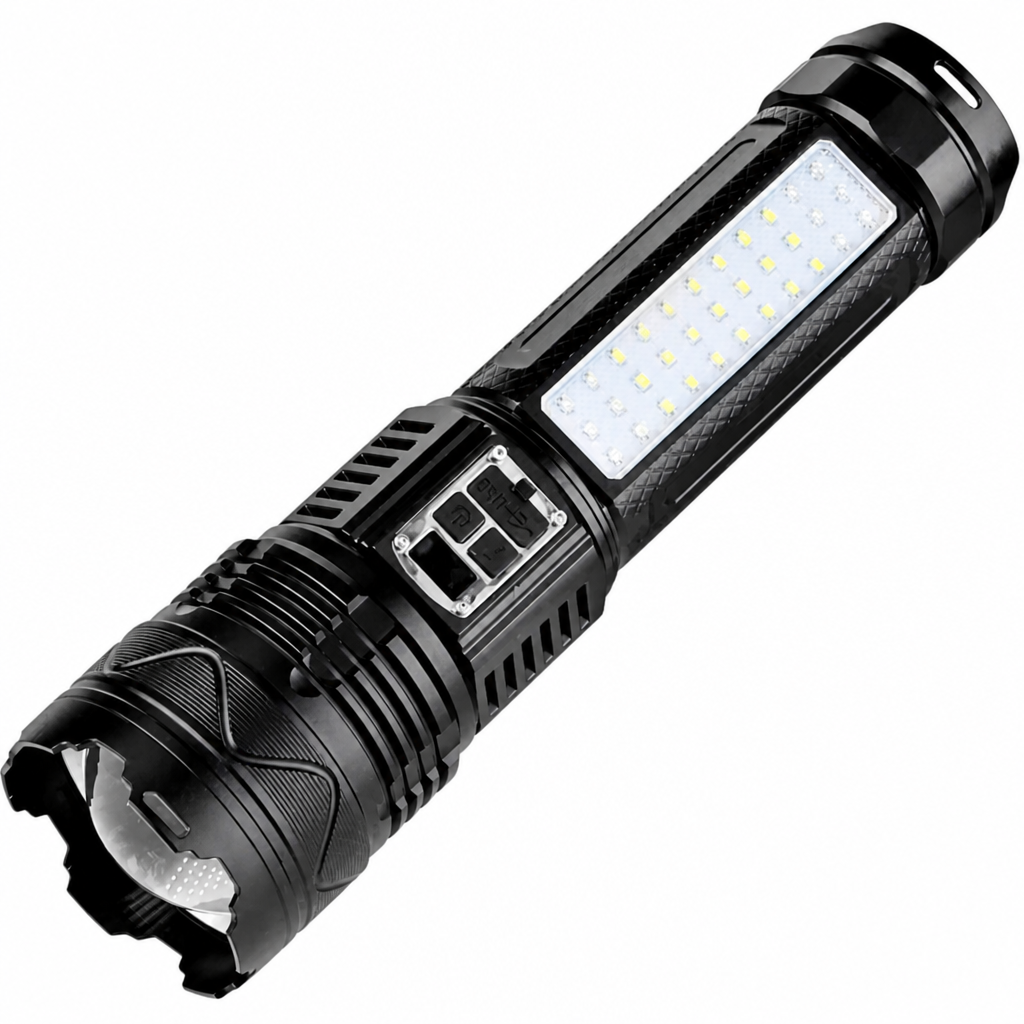 LED lukturis, uzlādējams, 15000 lūmeni, liels 27 cm, ar īpaši ilgu darbības laiku, LED kabatas lukturītis, rokas lukturis