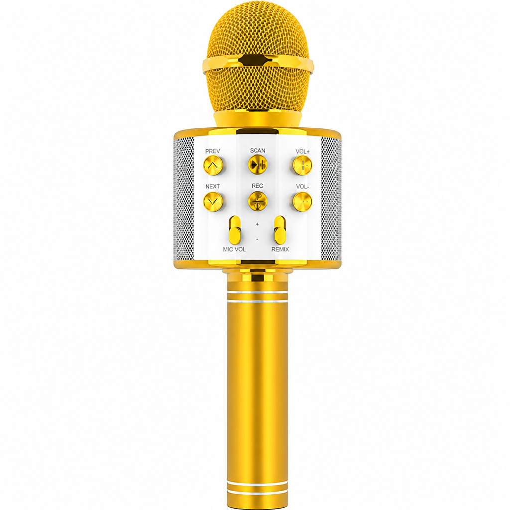Bezvadu karaoke mikrofons, zelta krāsas, bērnu karaoke mikrofons ar Bluetooth, karaoke rokas mikrofons, bezvadu dziedāšanas mikrofons