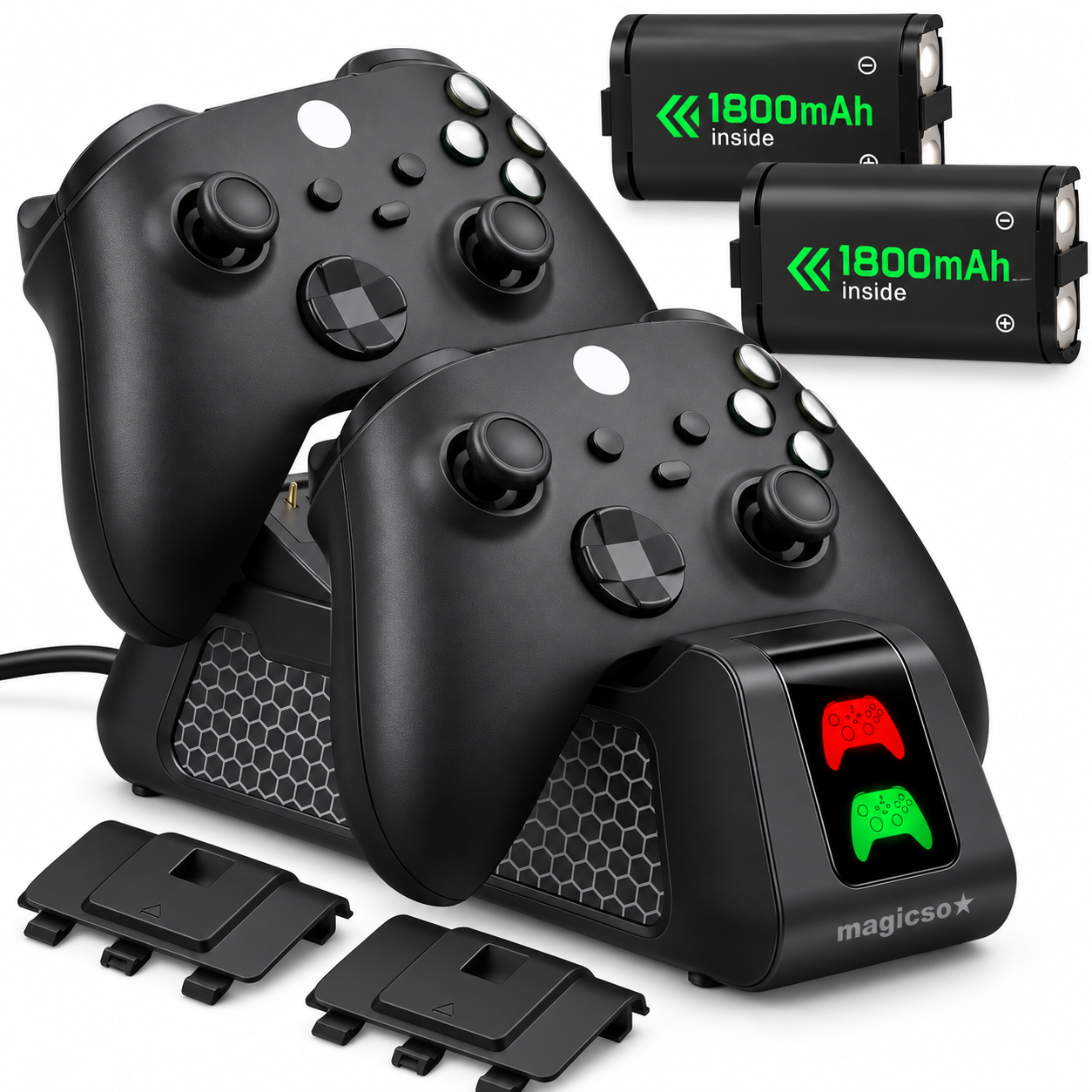 Xbox pults lādētājs ar USB dokstaciju, 2 uzlādējamie 1800mAh akumulatori un lādēšanas stacija, Xbox kontroliera akumulatoru lādētājs, Xbox vadības pults uzlādes doks
