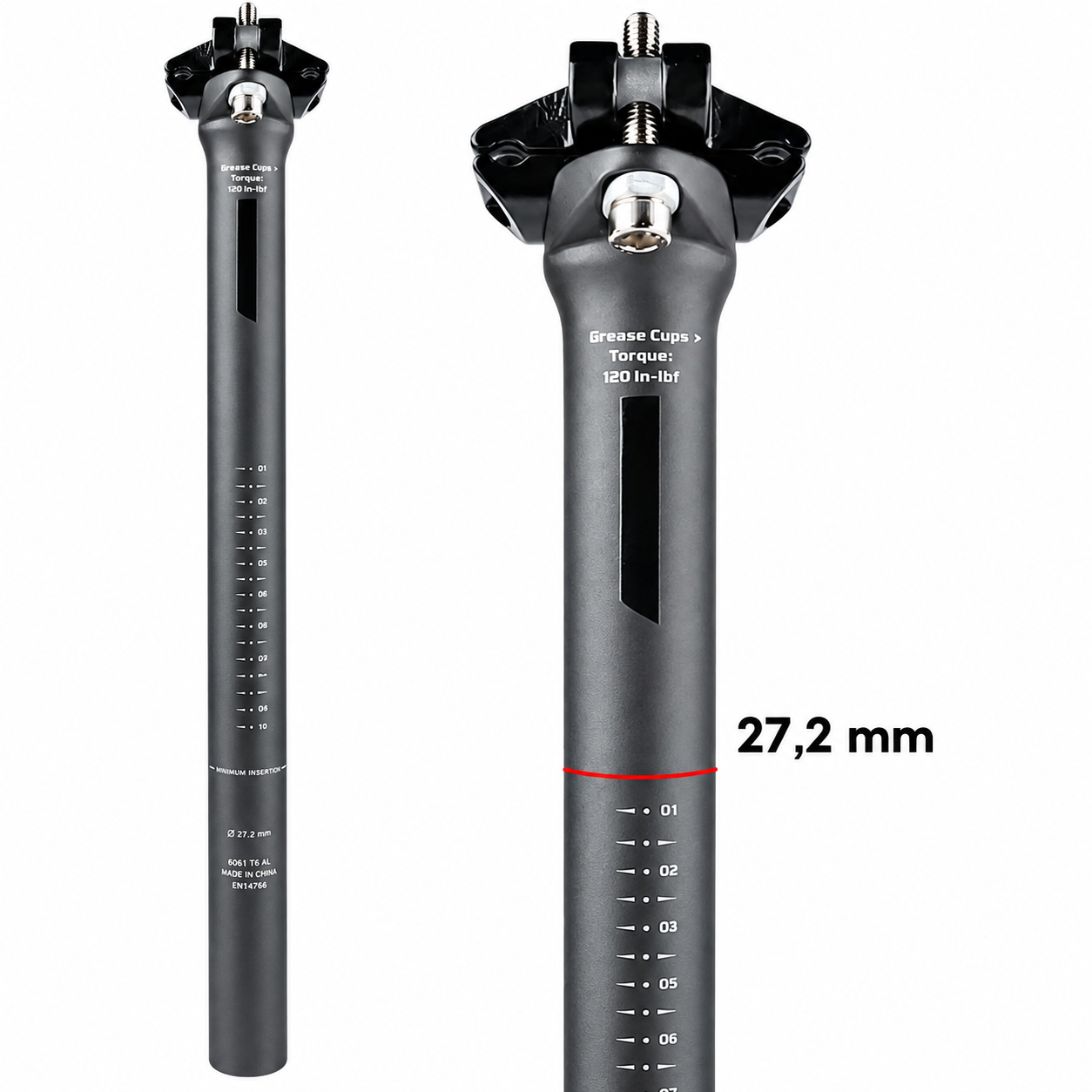 Velosipēda sēdekļa stute 27,2 mm x 350 mm, oglekļa, saderīga ar apaļām un ovālām sliedēm, velosipēda sēdekļa stienis, karbonāla sēdekļa stute