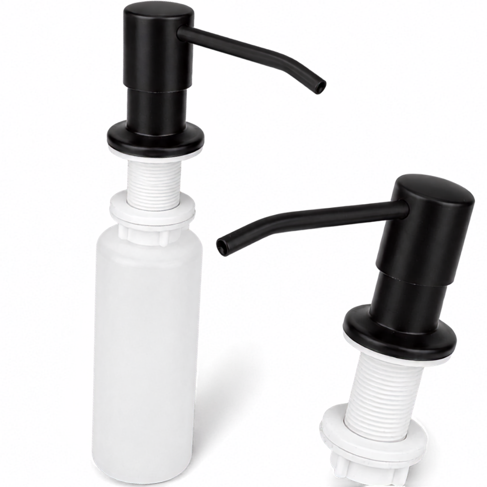 Iebūvējamais šķidrā ziepju dozators, melns, 500 ml, iebūvējams izlietnē, iebūvējamais ziepju dozators, iebūvējams šķidro ziepju trauks