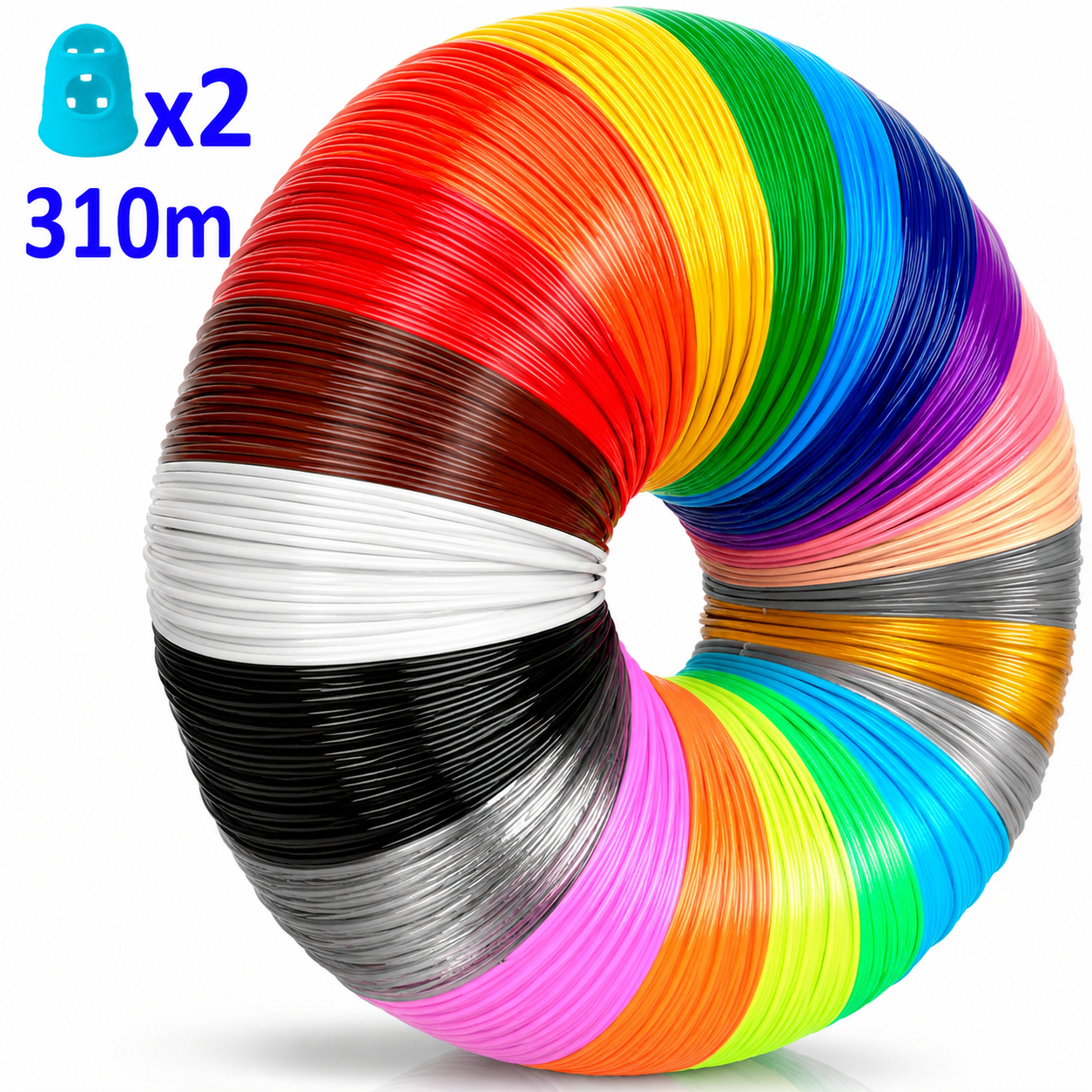 3D pildspalvas PLA pavediens 1,75 mm, 310 m komplekts ar 31 krāsu neona un standarta diegiem un pirkstu aizsargiem mākslai un rokdarbiem, 3D pildspalvas plastmasas diegs, 3D pildspalvas filamentu komplekts