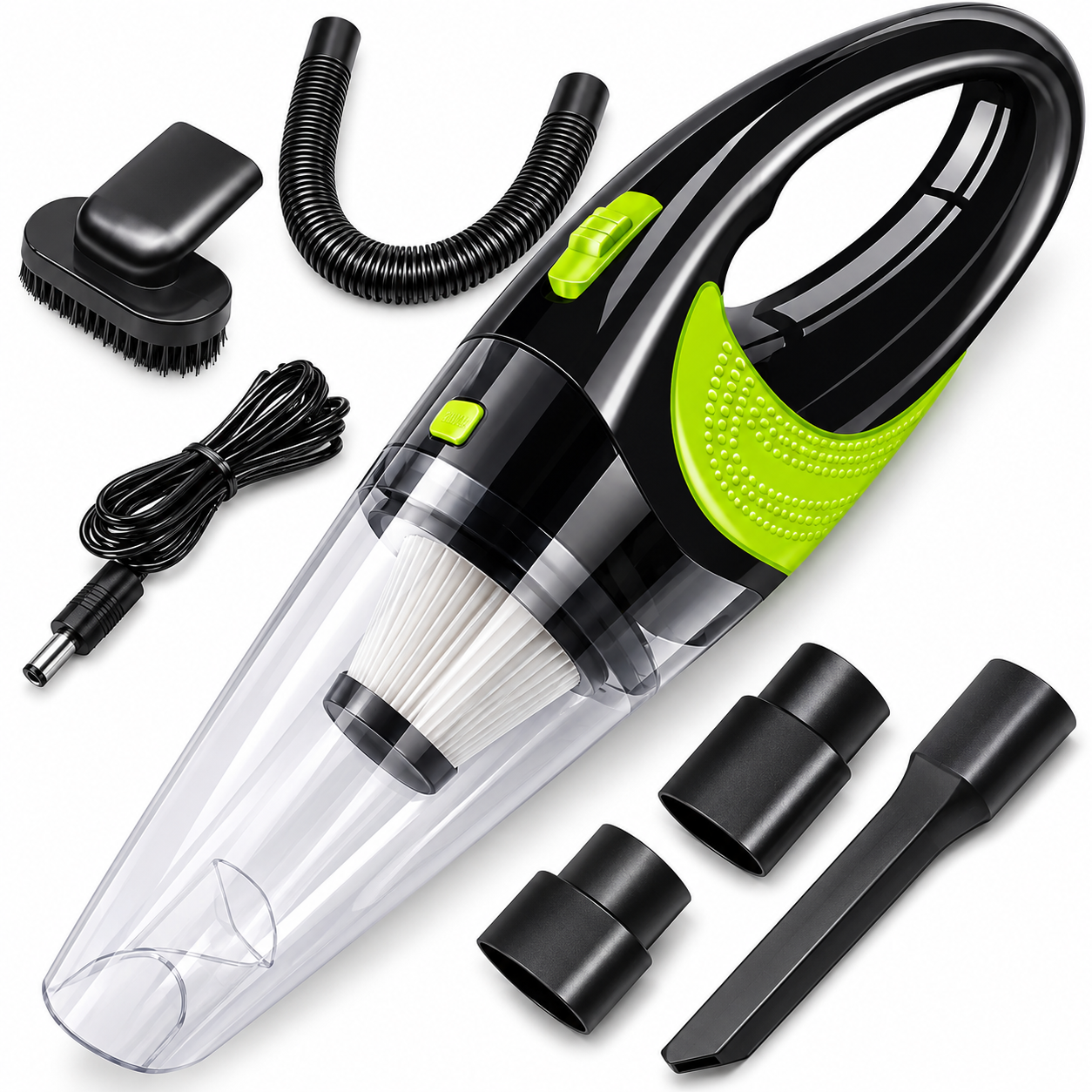 Roku auto putekļsūcējs bez vadiem 120W, 4000Pa sūkšanas jauda, ar HEPA filtru, portatīvs auto putekļu sūcējs, kompakts automašīnas putekļu savācējs