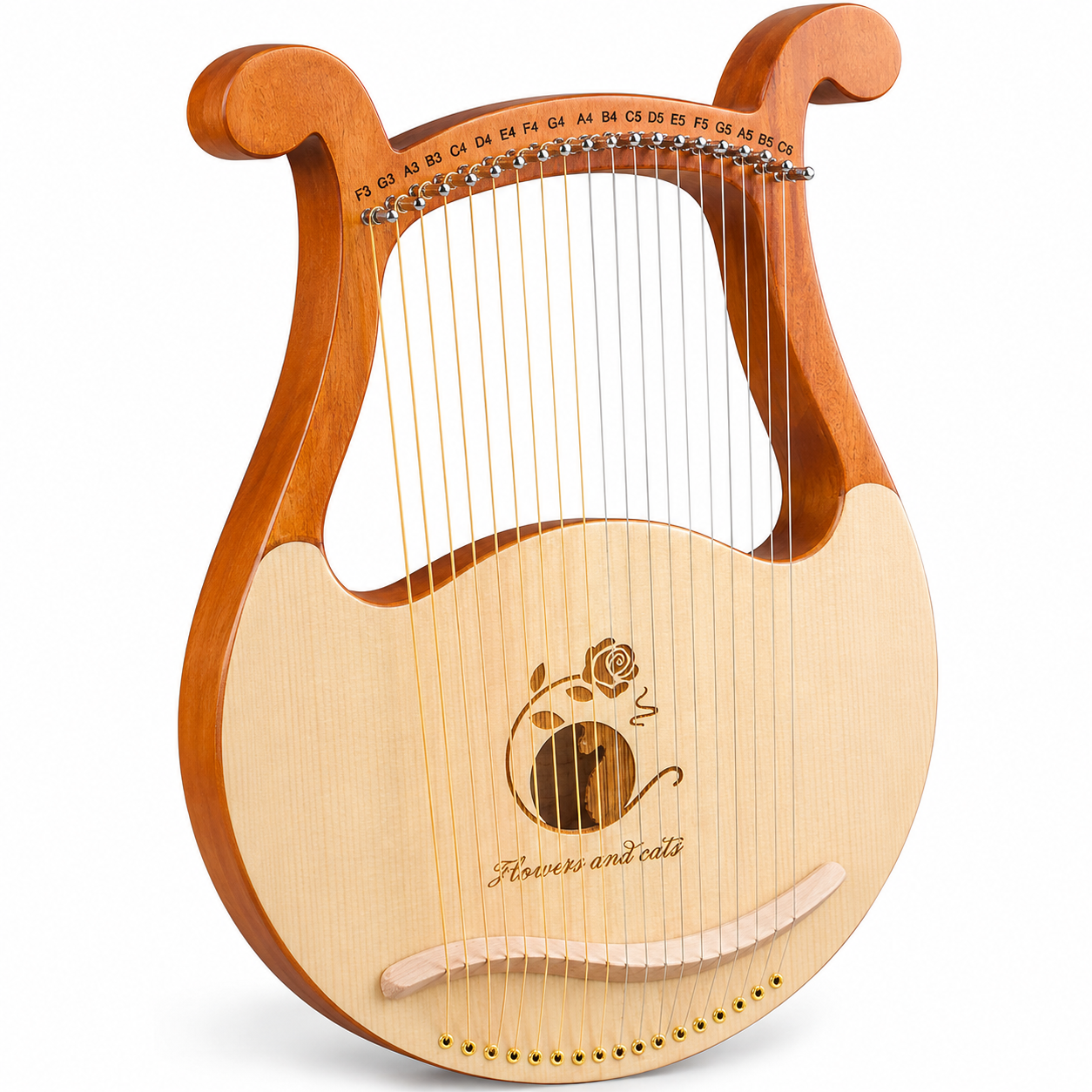 Liras arfa ar 19 stīgām, mūzikas instruments, liras tipa arfa, mazā arfa