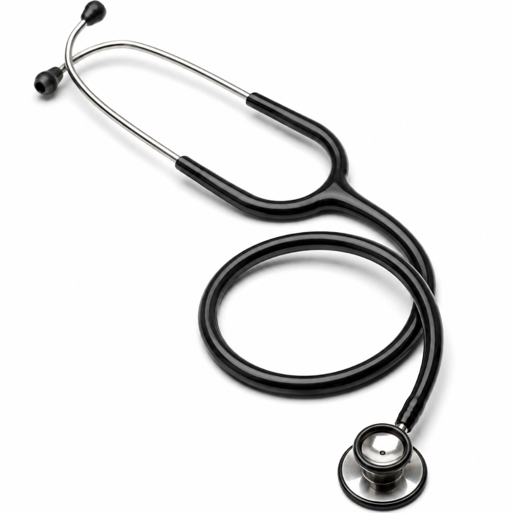 Stetoskops ar dubulto galviņu, medicīnisks stetoskops ar akustisko caurulīti, medicīniskais fonendoskops, ārsta stetoskops