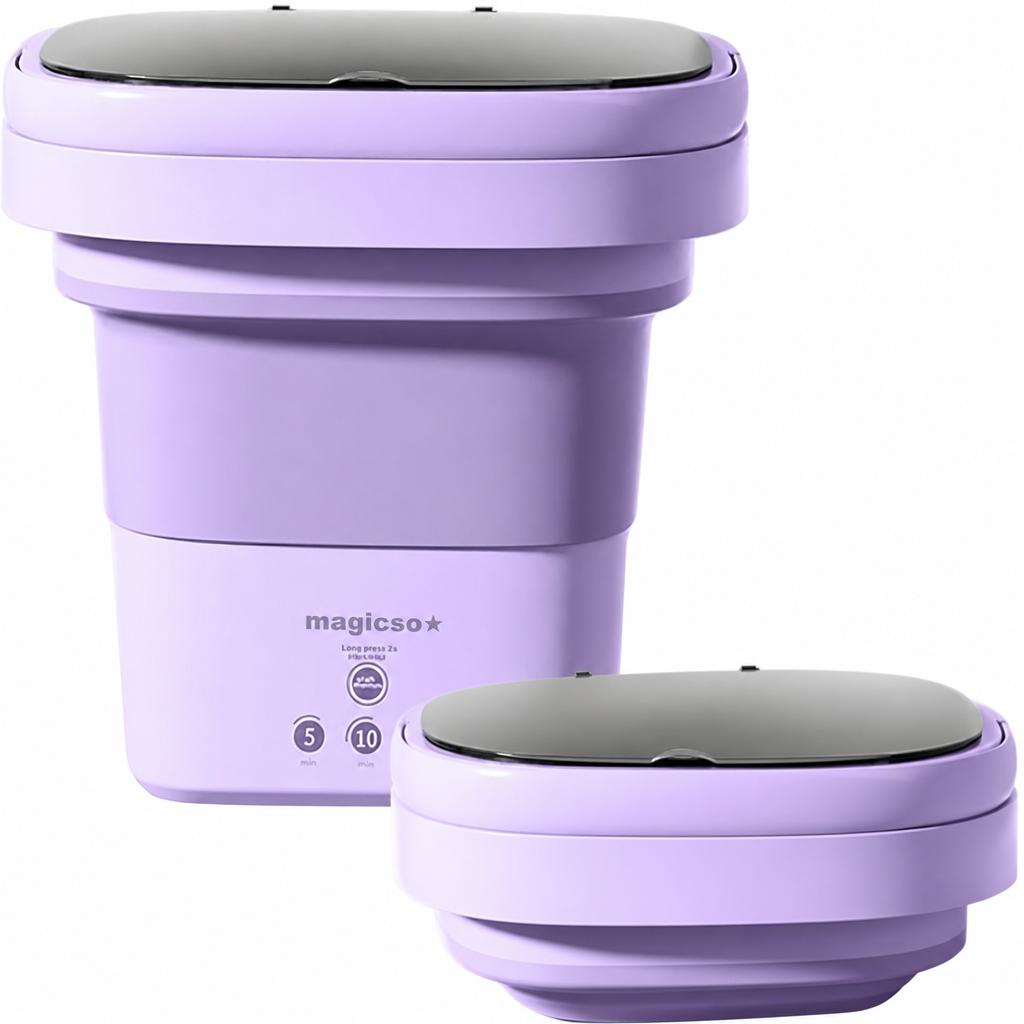 Mini veļas mašīna 3 L, kompakta, salokāma, ar zilu antibakteriālo gaismu, violeta, pārnēsājamā veļas mazgājamā ierīce, ceļojumu veļas mazgāšanas mašīna