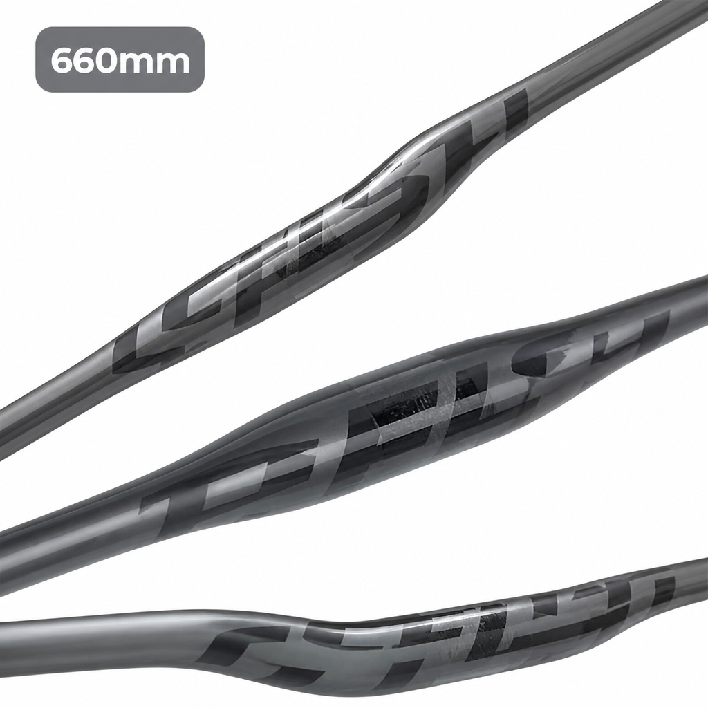 Velosipēda stūre 660 mm, matēta oglekļa šķiedra, viegla, 31,8 mm stiprinājums, velostūre, oglekļa šķiedras stūre