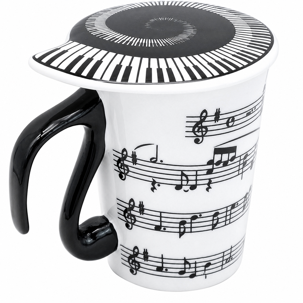 Krūze ar muzikālo nošu apdruku, 270 ml, keramikas kafijas krūze, tējas tasīte, kafijas tasīte
