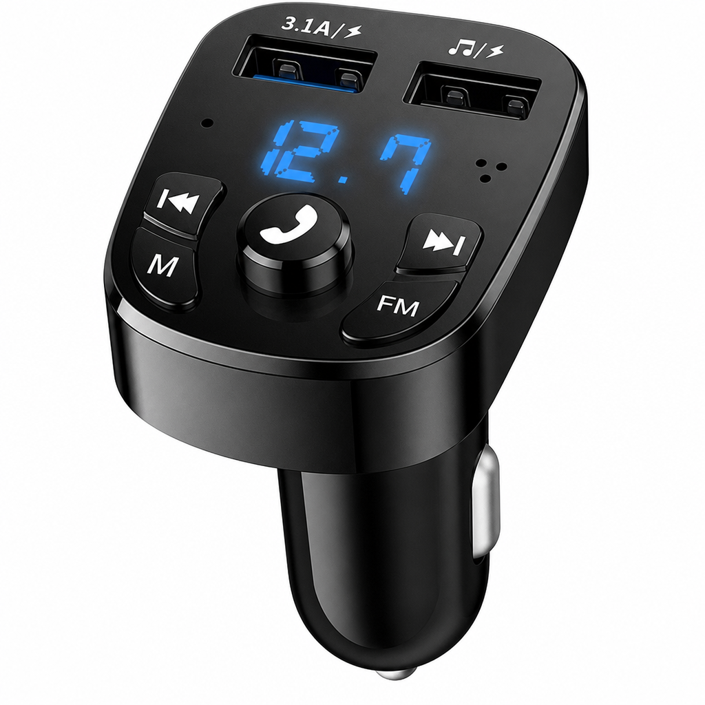 Bluetooth 5.0 auto FM raidītājs, FM modulators, melns auto Bluetooth FM adapteris, automašīnas Bluetooth FM pārraidītājs