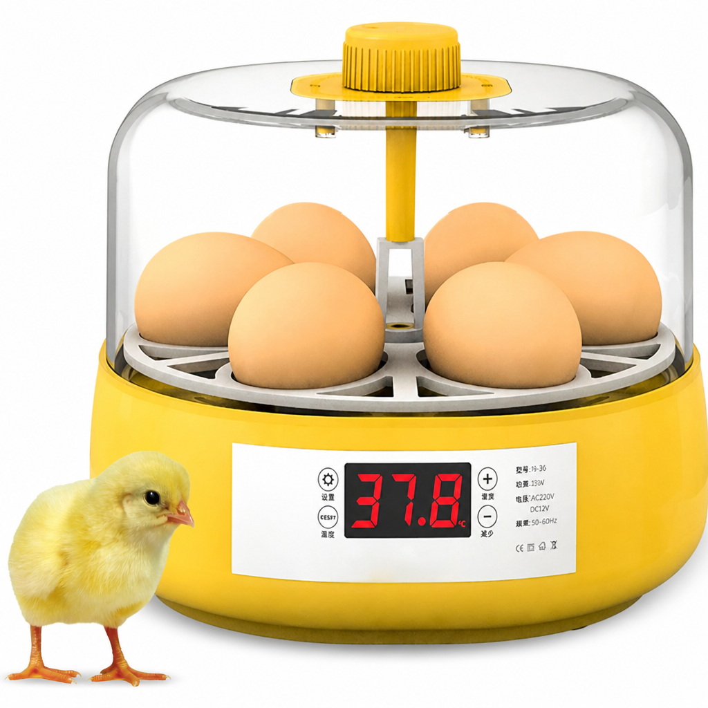Olu inkubators bērniem, mini inkubators 6 olām ar automātisku temperatūras kontroli un digitālo displeju, mācību olu perinātors, maza olu perēšanas ierīce