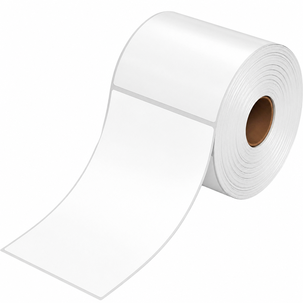 Termo etiķetes 100x150 mm, balta termo uzlīmju rulle ar 350 uzlīmēm, termo uzlīmju papīrs termoprinteriem, termo uzlīmes, etiķešu rullis