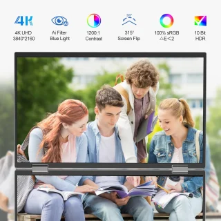 Sülearvuti kaheekraaniline monitor 15,6" 1920x1080, kaks ekraani, kaasaskantav topeltmonitor sülearvutile, voltitav sülearvuti lisamonitor 5