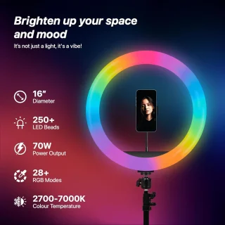 RGB rõngasvalgusti koos statiiviga, 242 cm telefoniga ühilduv rõngaslamp hoidikuga, LED rõngaslamp, telefonivalgusti statiiviga 2