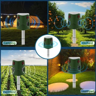Ultraheli loomal peletaja päikesepatareiga, välitingimustesse, päikeseenergial töötav kahjuripeletaja, ultrasoniline aiapeletaja 5