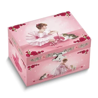 Balletimuusikaga ehetekarp roosa tantsiva ballerina figuuriga, ballerina muusikakarp, roosa ballerina ehete karp 3